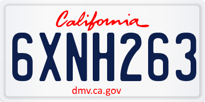 CA license plate 6XNH263
