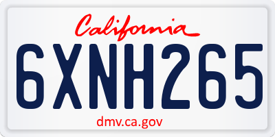CA license plate 6XNH265