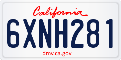 CA license plate 6XNH281
