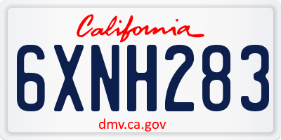 CA license plate 6XNH283