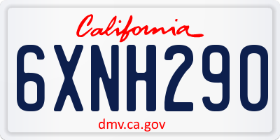 CA license plate 6XNH290