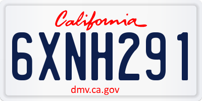 CA license plate 6XNH291