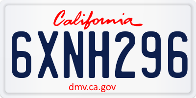 CA license plate 6XNH296