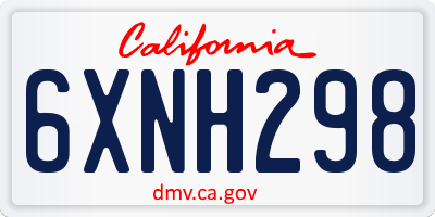 CA license plate 6XNH298