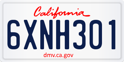 CA license plate 6XNH301