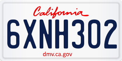 CA license plate 6XNH302