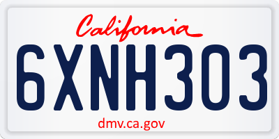 CA license plate 6XNH303