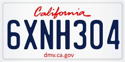 CA license plate 6XNH304