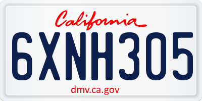 CA license plate 6XNH305