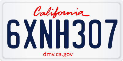 CA license plate 6XNH307