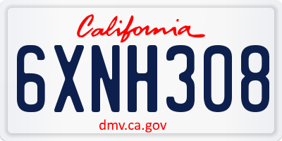 CA license plate 6XNH308