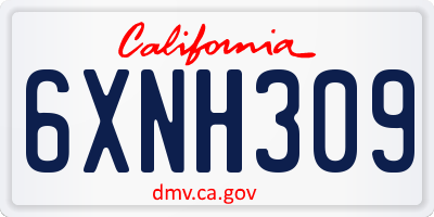 CA license plate 6XNH309