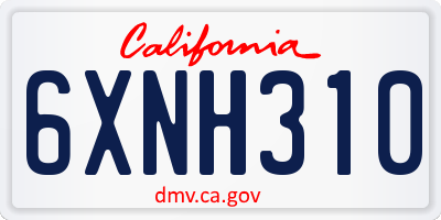 CA license plate 6XNH310