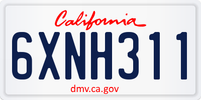 CA license plate 6XNH311
