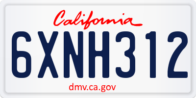 CA license plate 6XNH312