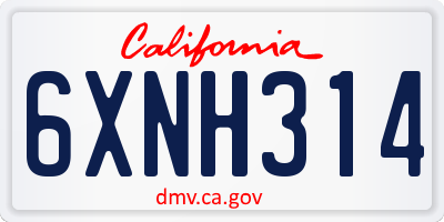 CA license plate 6XNH314