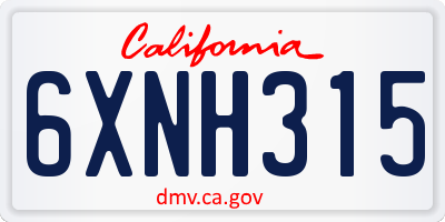 CA license plate 6XNH315