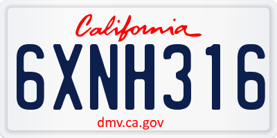 CA license plate 6XNH316