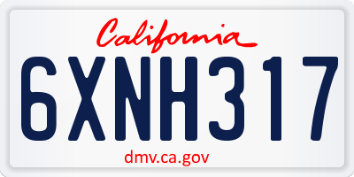 CA license plate 6XNH317