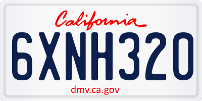 CA license plate 6XNH320