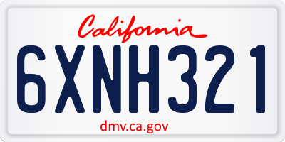 CA license plate 6XNH321