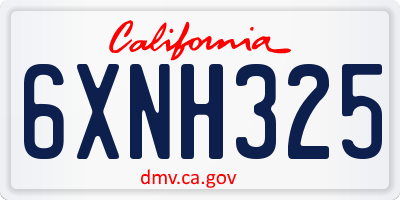 CA license plate 6XNH325