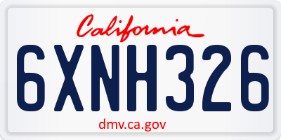 CA license plate 6XNH326