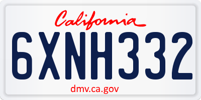 CA license plate 6XNH332