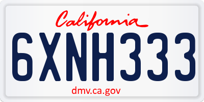 CA license plate 6XNH333