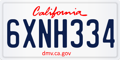 CA license plate 6XNH334