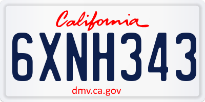 CA license plate 6XNH343