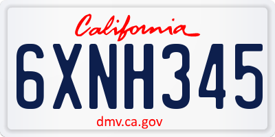 CA license plate 6XNH345