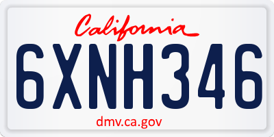 CA license plate 6XNH346