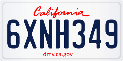 CA license plate 6XNH349