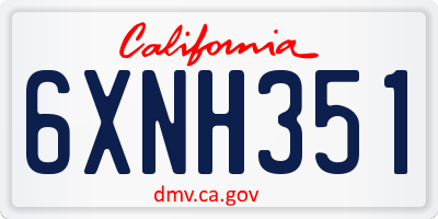 CA license plate 6XNH351