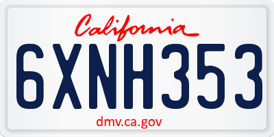CA license plate 6XNH353