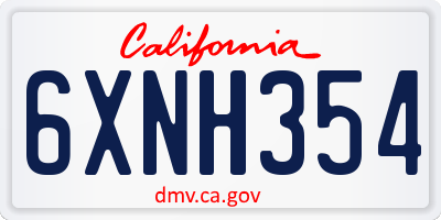 CA license plate 6XNH354