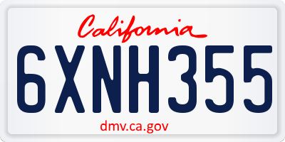 CA license plate 6XNH355