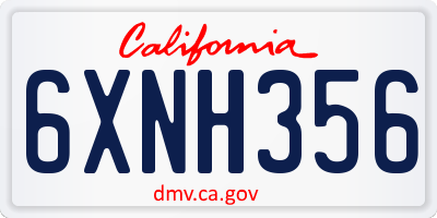 CA license plate 6XNH356