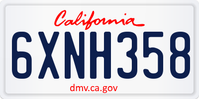 CA license plate 6XNH358