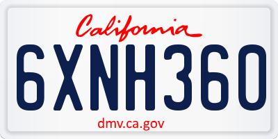 CA license plate 6XNH360