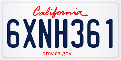 CA license plate 6XNH361