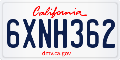 CA license plate 6XNH362