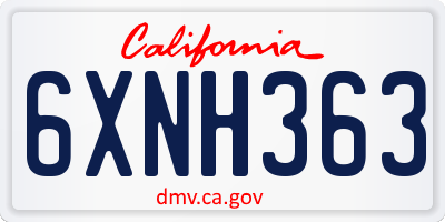 CA license plate 6XNH363