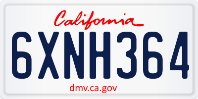 CA license plate 6XNH364