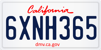 CA license plate 6XNH365