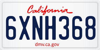 CA license plate 6XNH368