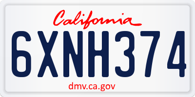 CA license plate 6XNH374