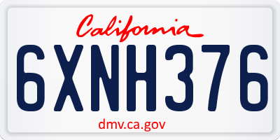 CA license plate 6XNH376