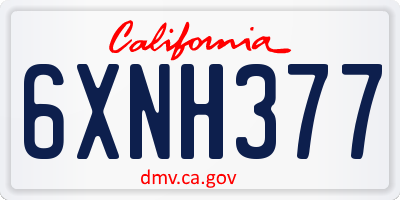 CA license plate 6XNH377